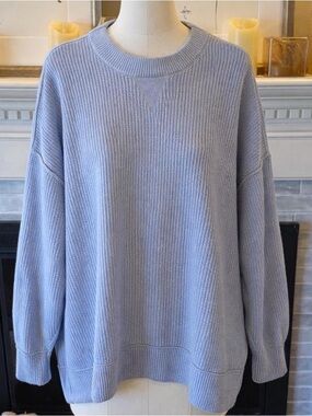 Aerie Oversized Ribbed Sweater Blue Crewneck Size M